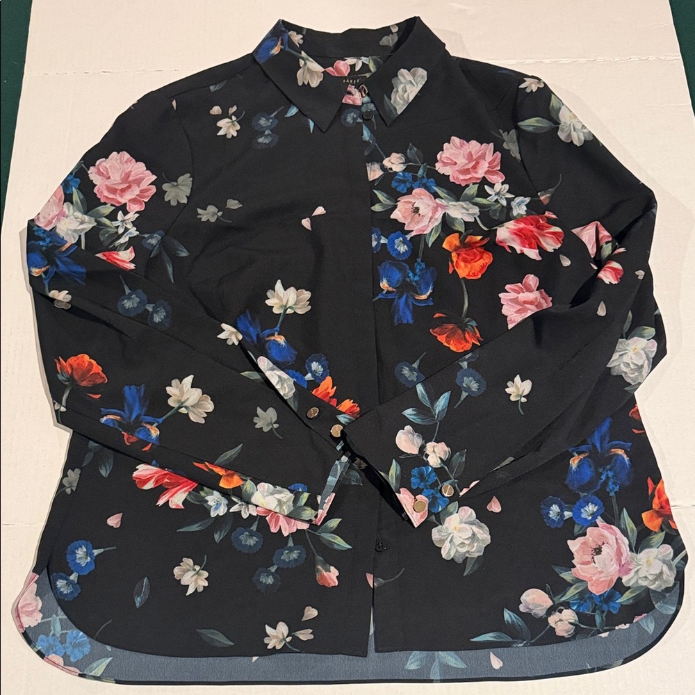 Ted Baker Black Shirt with Pink Floral Design
